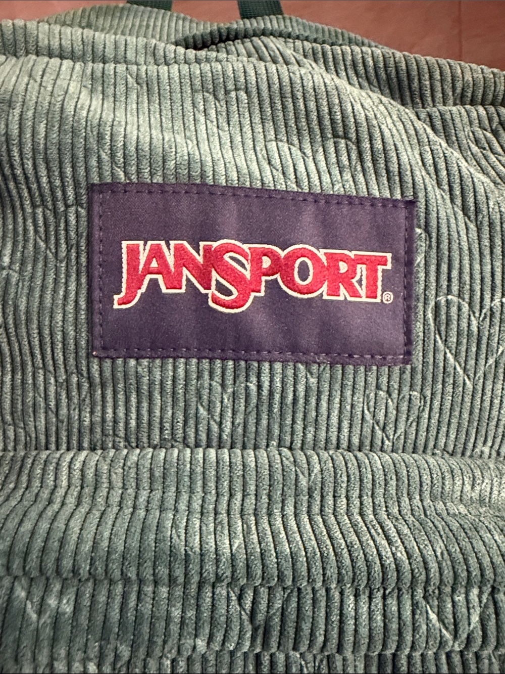 JANSPORT Teal Corduroy Heart-Embossed Backpack - Picture 2 of 13